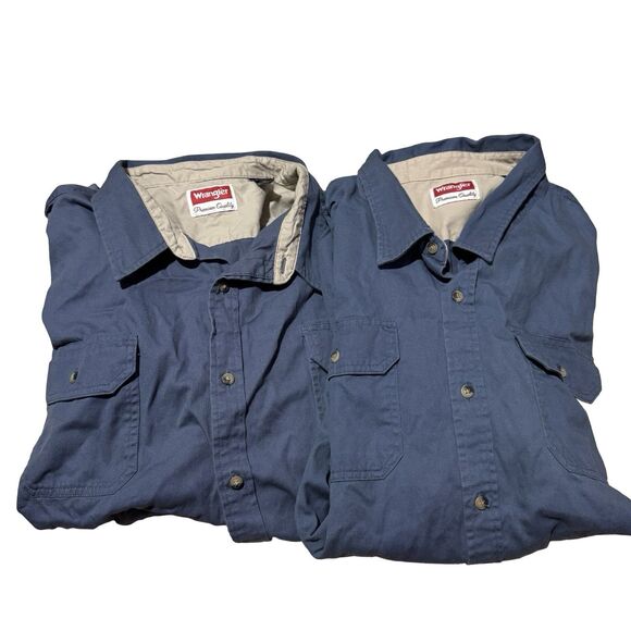 Wrangler Other - Set Of 2 Wrangler Premium Quality Shirt Adult 3XL Blue Pockets Button Up Cotton